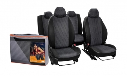 Чехлы на сиденье CHEVROLET Cruze 2009- Жаккард-кожзам черный зад. спинка 1/3 с молнией / AIRLINE / ACCS-L-47